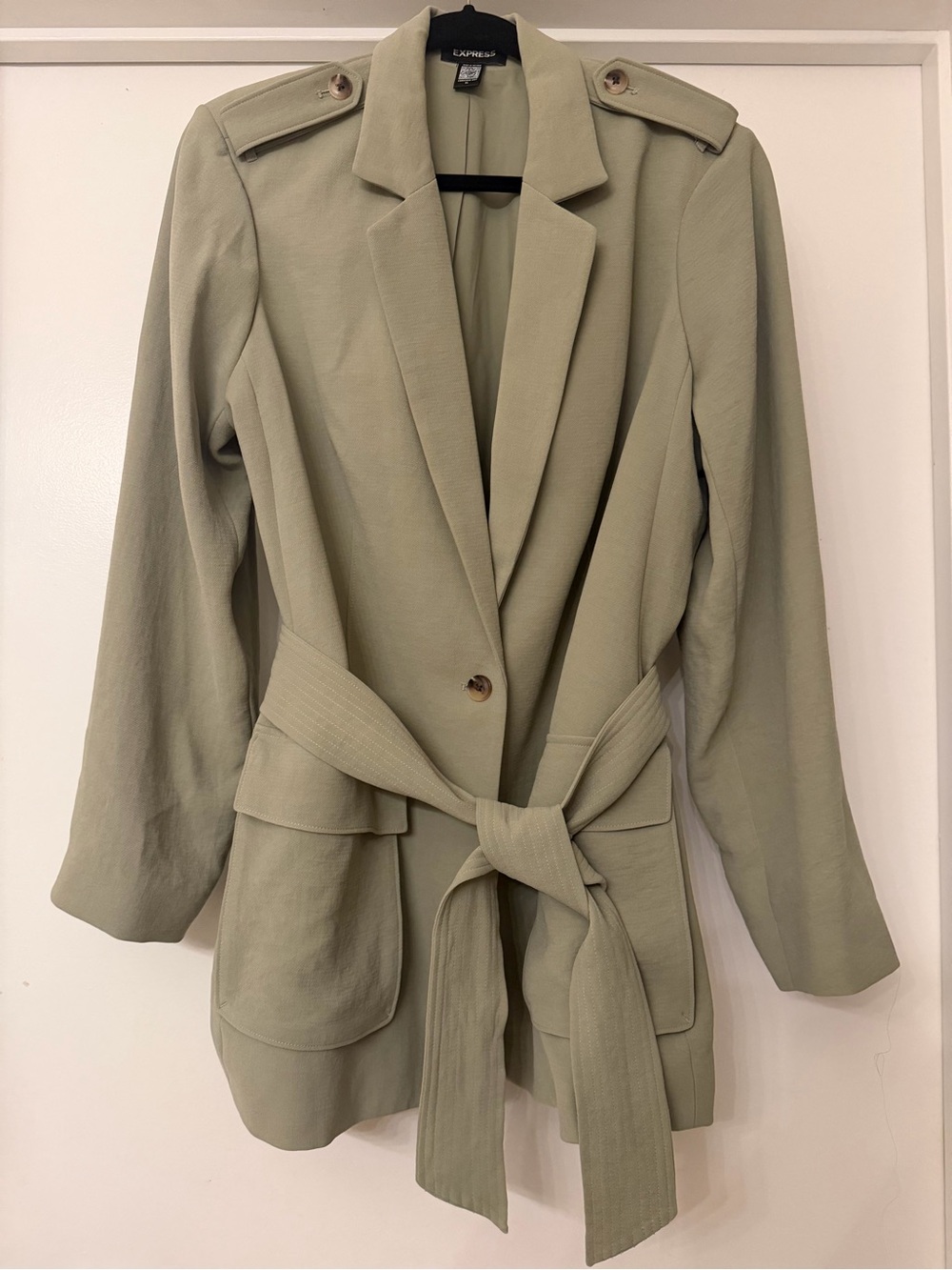 Express Sage Green Tie-Waist Blazer Jacket